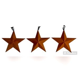 3 Rusty Look Large 15” Stars Hanger Hole w/ Fabric Tie (can replace) NEW (other)